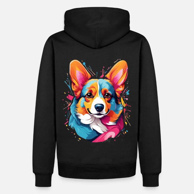 Corgi Splash - Männer Premium Bio Hoodie - Schwarz