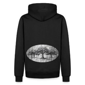 Alte Bäume Baum Weisheit retro - Männer Premium Bio Hoodie - Schwarz - Hinten - Nico (187cm)