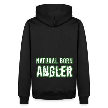 Anglershirt Natural Born - Männer Premium Bio Hoodie - Schwarz - Hinten - Nico (187cm)
