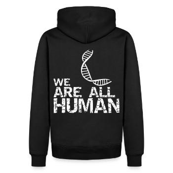 we are all human - dna - Men’s Premium Organic Hoodie - black - Back - Nico (187cm)