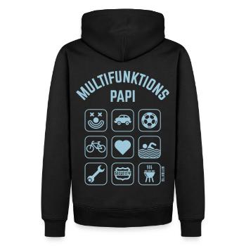 Multifunktions Papi (9 Icons) - Männer Premium Bio Hoodie - Schwarz - Hinten - Nico (187cm)