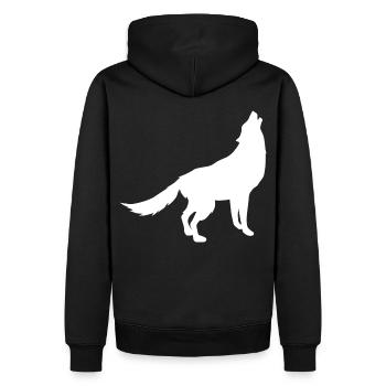 Wolf - Männer Premium Bio Hoodie - Schwarz - Hinten - Nico (187cm)