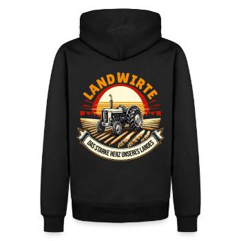 Landwirte: Herz unseres Landes - Männer Premium Bio Hoodie - Schwarz - Hinten - Nico (187cm)