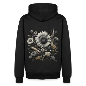 Fleurs des champs douces : l’élégance de la nature - Sweat à capuche Premium bio Homme - noir - Dos - Nico (187cm)