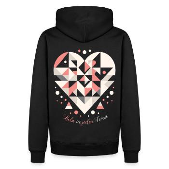 Modernes Liebesdesign: 'Liebe in jeder Form' - Männer Premium Bio Hoodie - Schwarz - Hinten - Nico (187cm)