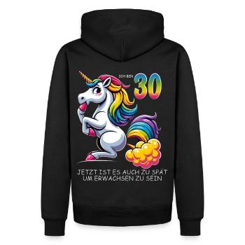 30. Geburtstag Einhorn–Humorvolles Erwachsenwerden - Männer Premium Bio Hoodie - Schwarz - Hinten - Nico (187cm)