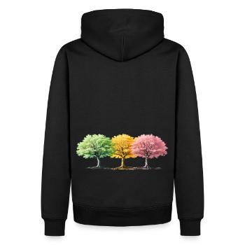 Bunte Bäume auch im Winter Sommer Frühling Baum - Männer Premium Bio Hoodie - Schwarz - Hinten - Nico (187cm)