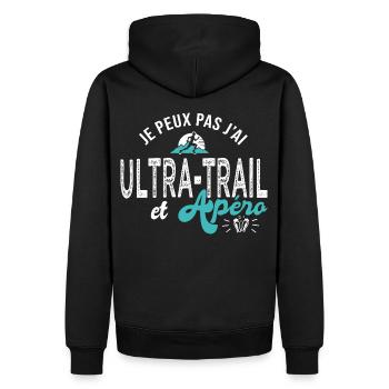 je peux pas j ai ultra trail cadeau cool traileur - Sweat à capuche Premium bio Homme - noir - Dos - Nico (187cm)