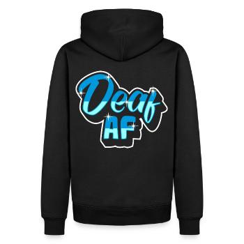 Langue des signes sourde Fierté sourde - Sweat à capuche Premium bio Homme - noir - Dos - Nico (187cm)