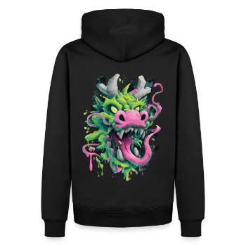 Tête de dragon psychédélique Japon Style Street Art - Sweat à capuche Premium bio Homme - noir - Dos - Nico (187cm)