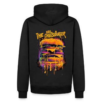 Trippy Hail the Cheeseburger Graffiti Street Style - Men’s Premium Organic Hoodie - black - Back - Nico (187cm)