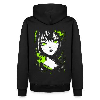 Grunge Anime Girl - Look néon pour une esthétique sombre - Sweat à capuche Premium bio Homme - noir - Dos - Nico (187cm)