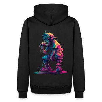 Coloré Rappeur Style Bande Dessinée Musique Urbaine Graphique - Sweat à capuche Premium bio Homme - noir - Dos - Nico (187cm)