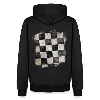 Grunge damier noir et blanc rétro - Sweat à capuche Premium bio Homme - noir - Dos - Nico (187cm)