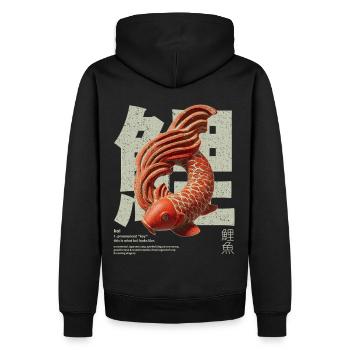 Poisson Koi japonais – Bonheur et transformation - Sweat à capuche Premium bio Homme - noir - Dos - Nico (187cm)
