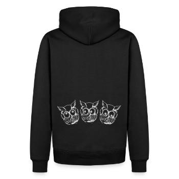 eulen weiß drei - Männer Premium Bio Hoodie - Schwarz - Hinten - Nico (187cm)