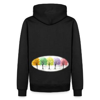 Bunt Bäume Baum Wald - Männer Premium Bio Hoodie - Schwarz - Hinten - Nico (187cm)