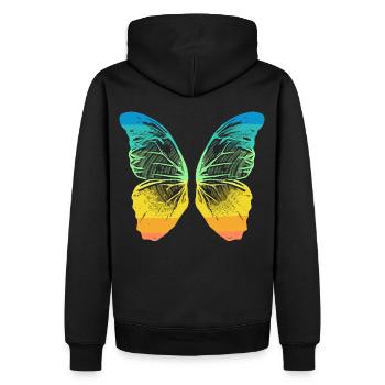 2reborn wings butterfly rainbow fluegel schmetterl - Männer Premium Bio Hoodie - Schwarz - Hinten - Nico (187cm)