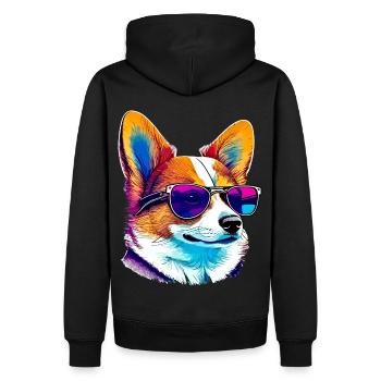 Chien corgi funky - Sweat à capuche Premium bio Homme - noir - Dos - Nico (187cm)