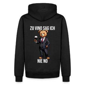 Zu Vino sag ich nie No Teddybär - Männer Premium Bio Hoodie - Schwarz - Hinten - Nico (187cm)