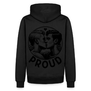 Proud - Sweat à capuche Premium bio Homme - noir - Dos - Nico (187cm)