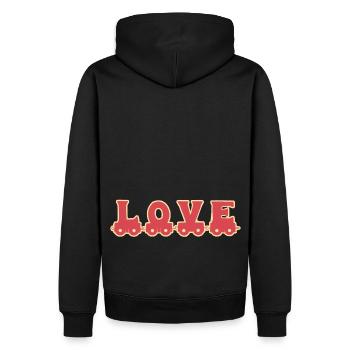 LIEBE LOVE TRAIN ZUG - Men’s Premium Organic Hoodie - black - Back - Nico (187cm)