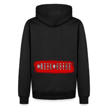 ANTIFASCISTE, ANTIFASCISTE, ANTIFASCISME - Sweat à capuche Premium bio Homme - noir - Dos - Nico (187cm)