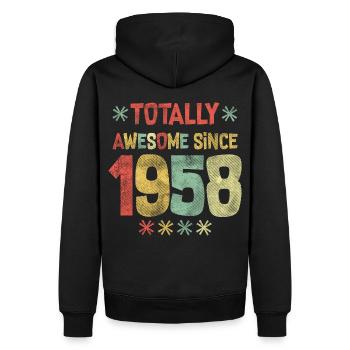 1958 - Happy Birthday - Totally Awesome seit 1958 - Männer Premium Bio Hoodie - Schwarz - Hinten - Nico (187cm)