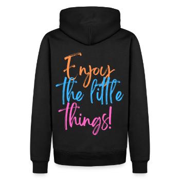 KDFA I Enjoy the little things! - Männer Premium Bio Hoodie - Schwarz - Hinten - Nico (187cm)