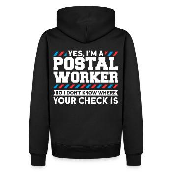 Postbote Briefträger Brief Paketdienst Geschenk - Männer Premium Bio Hoodie - Schwarz - Hinten - Nico (187cm)