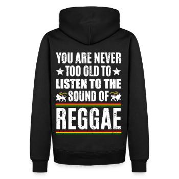 Never too old for reggae - Men’s Premium Organic Hoodie - black - Back - Nico (187cm)