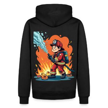 Humour de pompier – Conception de canards et de beignets en caoutchouc - Sweat à capuche Premium bio Homme - noir - Dos - Nico (187cm)