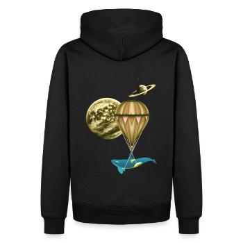 Montgolfières, montgolfières, dirigeables - Sweat à capuche Premium bio Homme - noir - Dos - Nico (187cm)