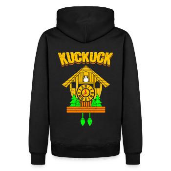 Kuckucksuhr Kuckuck - Männer Premium Bio Hoodie - Schwarz - Hinten - Nico (187cm)