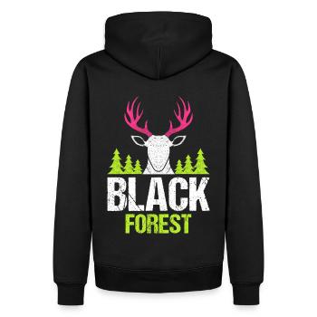 Bois de cerf de la Forêt-Noire Rose - Sweat à capuche Premium bio Homme - noir - Dos - Nico (187cm)