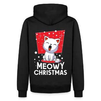 Meowy Noël Chat de Noël Miaou - Sweat à capuche Premium bio Homme - noir - Dos - Nico (187cm)
