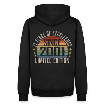 Édition Limitée 2001 Cadeau pour le 21ème anniversaire - Sweat à capuche Premium bio Homme - noir - Dos - Nico (187cm)