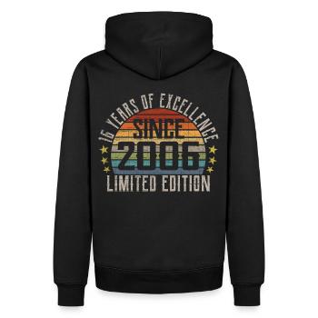 Édition Limitée 2006 16ème Anniversaire Cadeau - Sweat à capuche Premium bio Homme - noir - Dos - Nico (187cm)