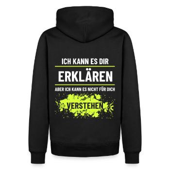 Ich kann es Dir erklären aber nicht verstehen - Männer Premium Bio Hoodie - Schwarz - Hinten - Nico (187cm)