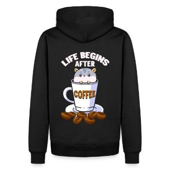 Life Begins After Coffee - Männer Premium Bio Hoodie - Schwarz - Hinten - Nico (187cm)