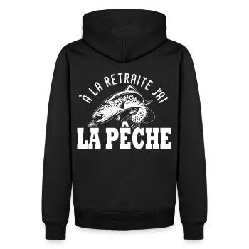 a la retraite Cadeau Humour pêche peche - Sweat à capuche Premium bio Homme - noir - Dos - Nico (187cm)