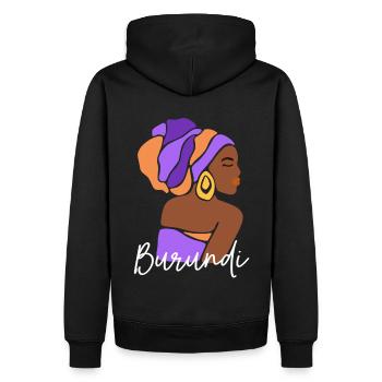 Burundi African Woman - Men’s Premium Organic Hoodie - black - Back - Nico (187cm)
