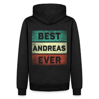 Name Andreas Geschenk Namensgeschenk - Männer Premium Bio Hoodie - Schwarz - Hinten - Nico (187cm)