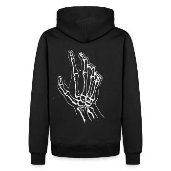 2reborn Skelett Hand scull hand shake skull 01 - Männer Premium Bio Hoodie - Schwarz - Hinten - Nico (187cm)