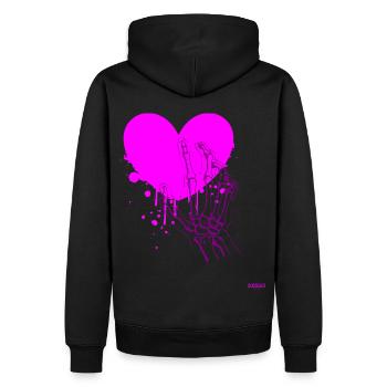 2reborn Herz Heart Skelett Hand scull hand - Männer Premium Bio Hoodie - Schwarz - Hinten - Nico (187cm)