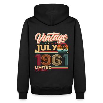Millésime Juillet 1961 61ème anniversaire Hommes 61 ans - Sweat à capuche Premium bio Homme - noir - Dos - Nico (187cm)