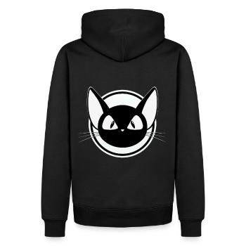 Maus schwarz-weiß Motiv, cooles Design, Sticker - Männer Premium Bio Hoodie - Schwarz - Hinten - Nico (187cm)