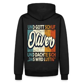 Oliver Name Geschenk Geburtstag - Männer Premium Bio Hoodie - Schwarz - Hinten - Nico (187cm)