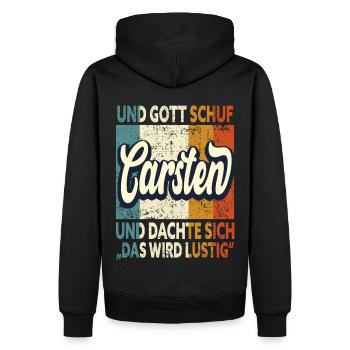 Carsten Name Geschenk Geburtstag - Männer Premium Bio Hoodie - Schwarz - Hinten - Nico (187cm)