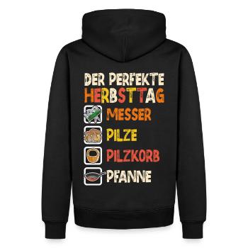 Pilze Sammeln Pilzsammler Pilzexperte Spruch - Männer Premium Bio Hoodie - Schwarz - Hinten - Nico (187cm)